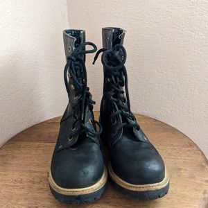 Subterrain black leather size 6.5 lace up boots.